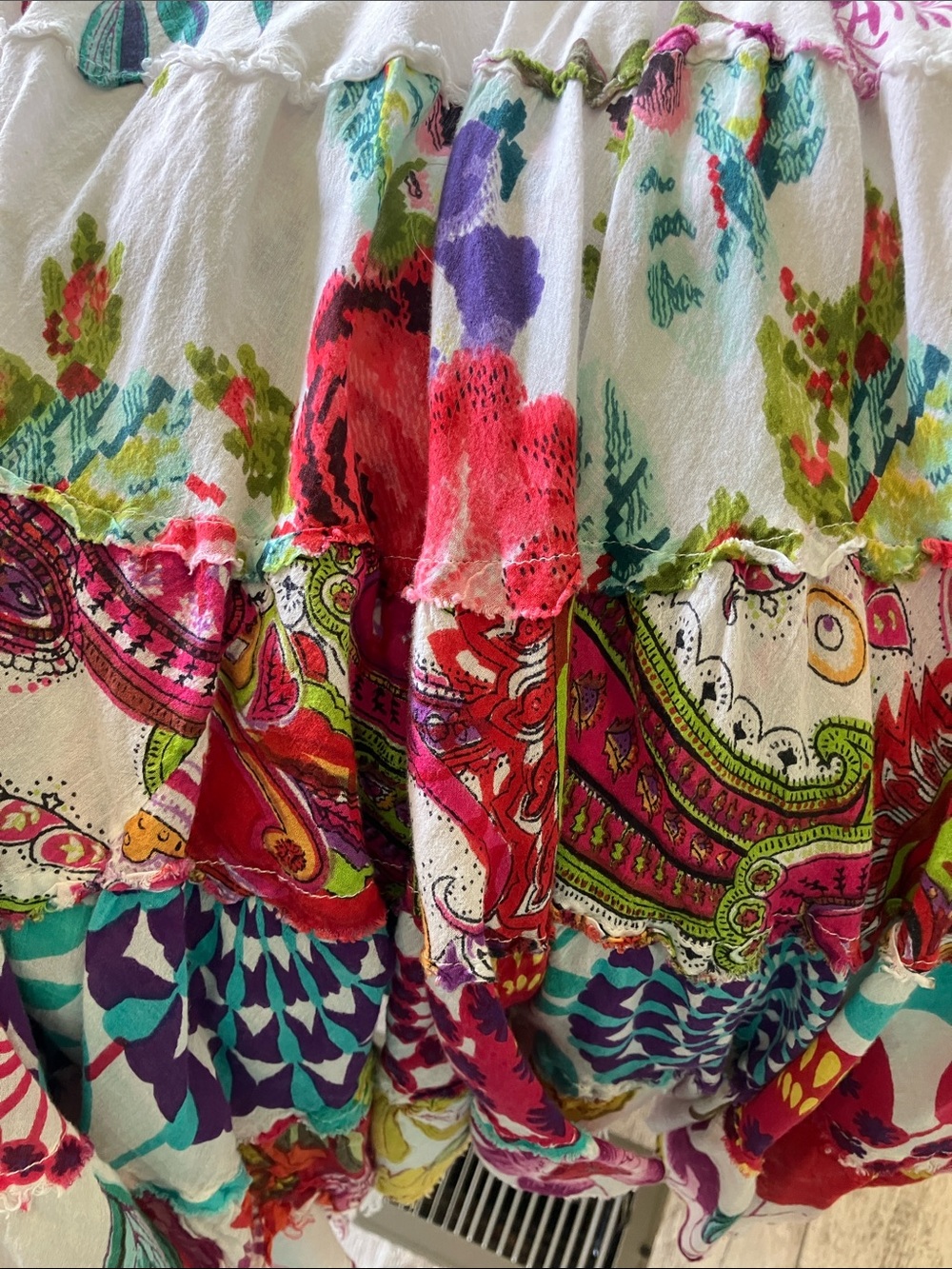 new directions White Floral Paisley Tiered Maxi Skirt - Picture 4 of 4